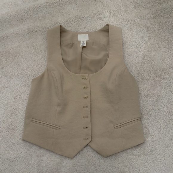 H&M Cream Button-Up Vest - Picture 4 of 5